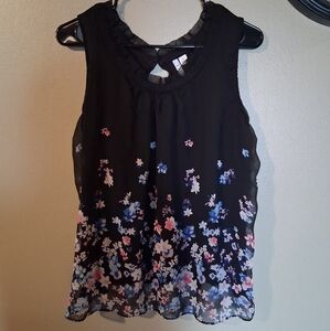 Elle Black Floral Sleeveless Top